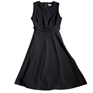 Calvin Klein Black Sleeveless A-Line Dress Size 12 With Belt